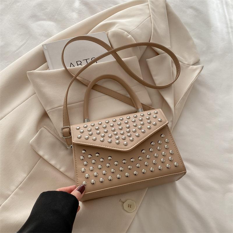 Designer Rivet Crossbody Bag With Short Handle Handbag Fashion Mini Small Phone Bag Purse Solid Pu Leather Ladies Shoulder Bags