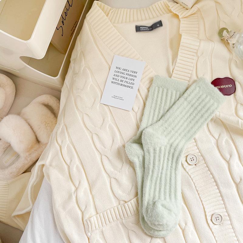 Women In Autumn and Winter Add Velvet and Thick Warm Yuezi Tube Floor Socks