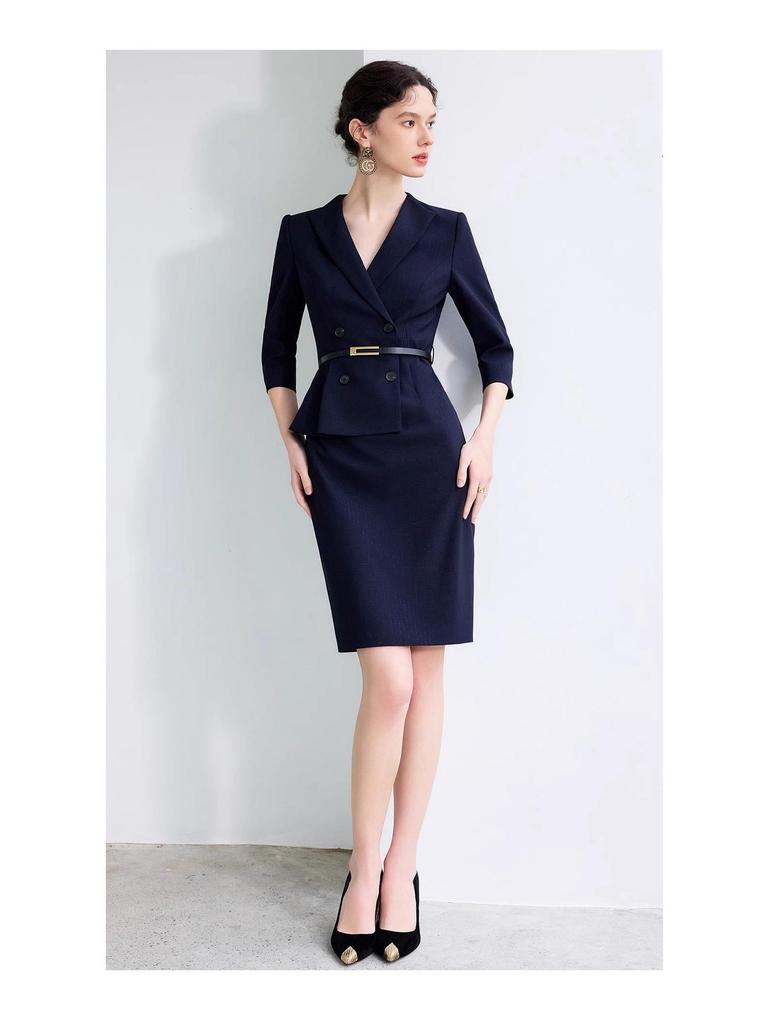 AD Navy Blue Women's Blazer Dress - 2025 Spring Style, High-End Professional Workwear, Goddess-Like Elegance