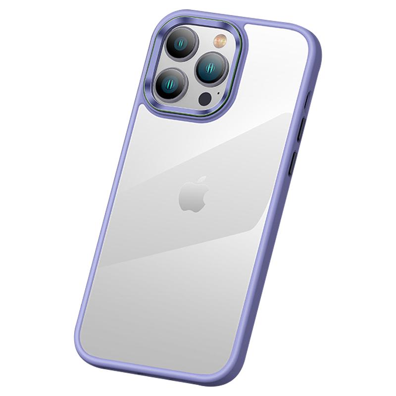 Anti-Scratch Phone Case for iPhone 15 Pro Max Slim Clear PC+TPU Phone Shell with Metal Lens Frame