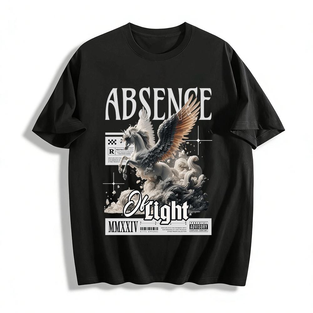 

Absence Of Light Pegasus Graphic Print Streetwear Tee Pure cotton T-shirt XXS
