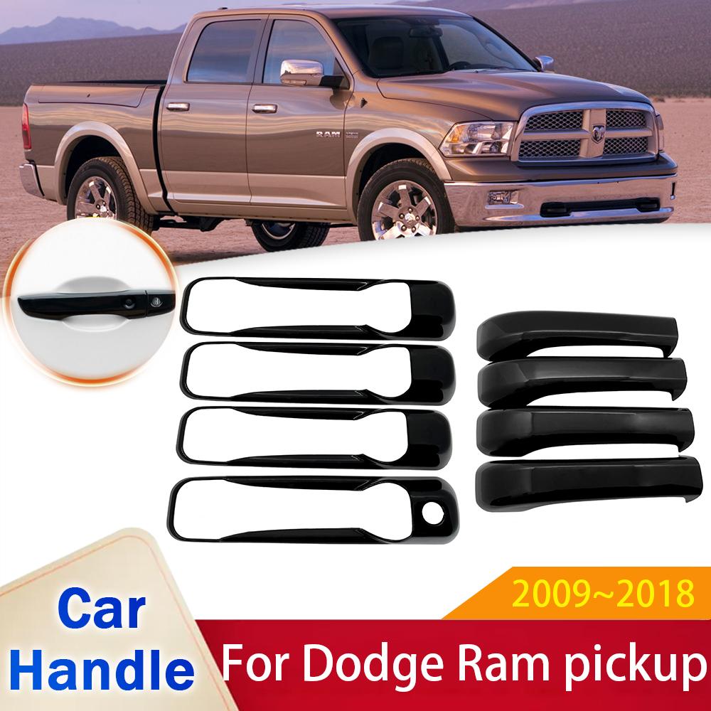 

Для Dodge Ram Pickup 1500 2500 3500 4000 2009 ~ 2018 Глянцевая черная умная дверная ручка, наклейки, отделка автомобиля, украшение