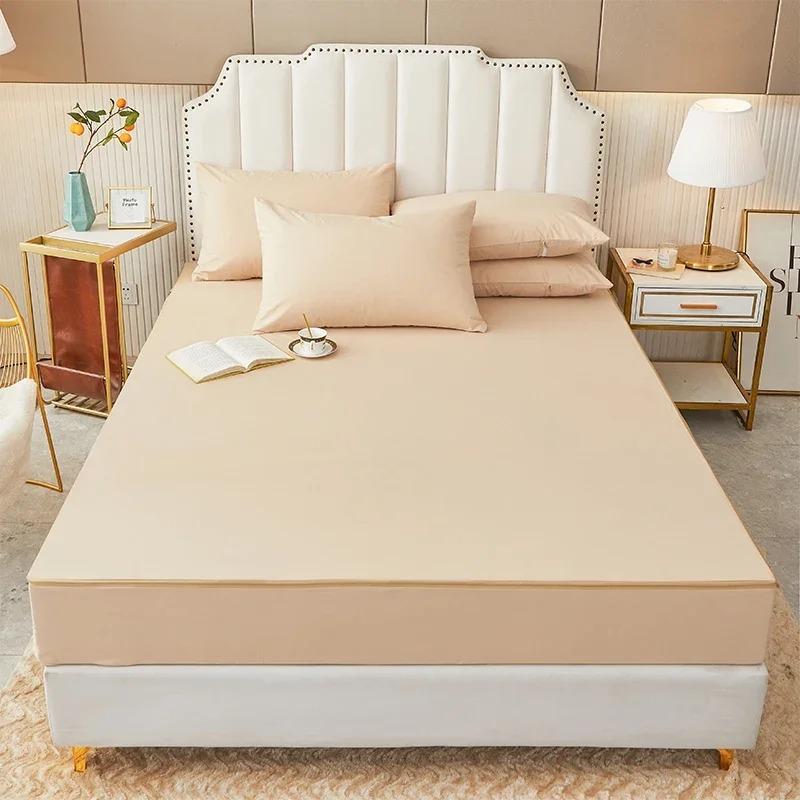 New Enclosed Waterproof Home Mattress Cover Soft Breathable Bed Cover for Single or Double Bed