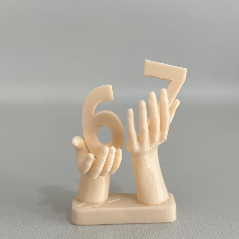 New 3D Printed Figurine Holding Digital Italian Brain Rot Math 67, Funny And Funny Meme Figurine Holding Digital 67 Sculpture