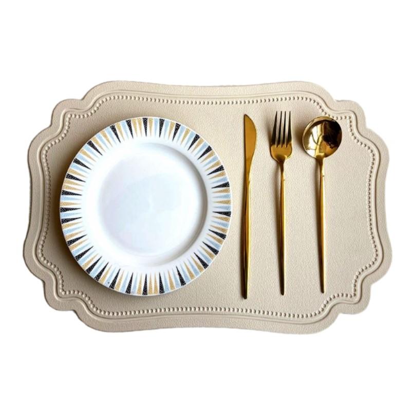 

1/4/6pcs Square Orange Table Mat PU Placemats Bowl Pad Coaster Washable Bars Coffee Mat Kitchen Table Decoration And Accessories 30x45cm 1pcs