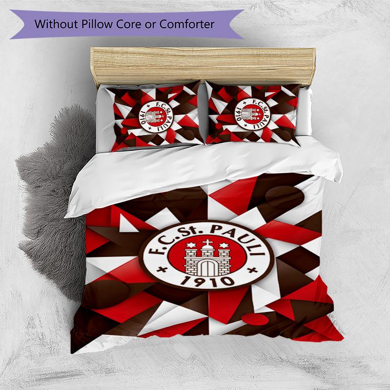 FC St. Pauli Fußball Bedrucktes 3-teiliges Bettwäsche-Set, Bequemes Hautfreundliches Schlafzimmer Bettbezug-Set