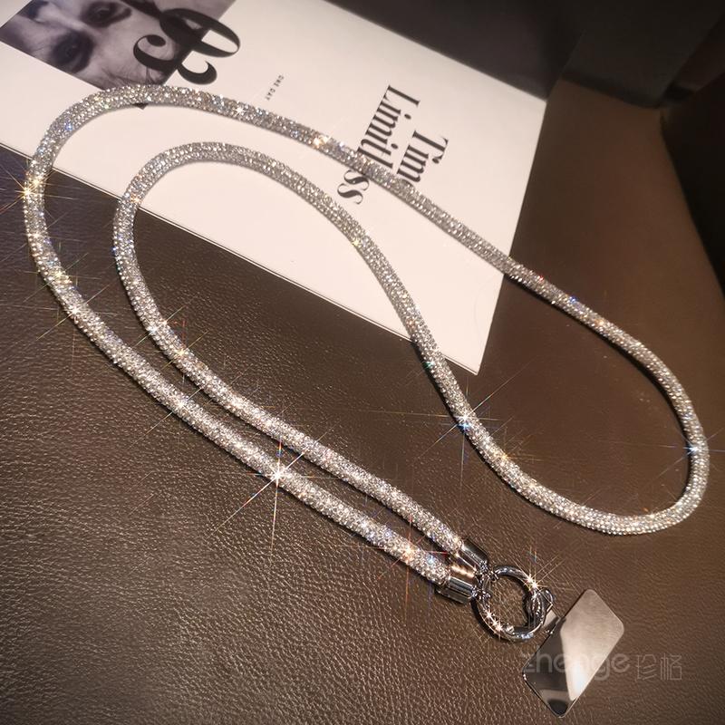 

Phone Case Universal Metal Clip Colourful Lanyard Xiaoxiangfeng Long Neck Hanging Cross Body Style Full Diamond Thick Lanyard