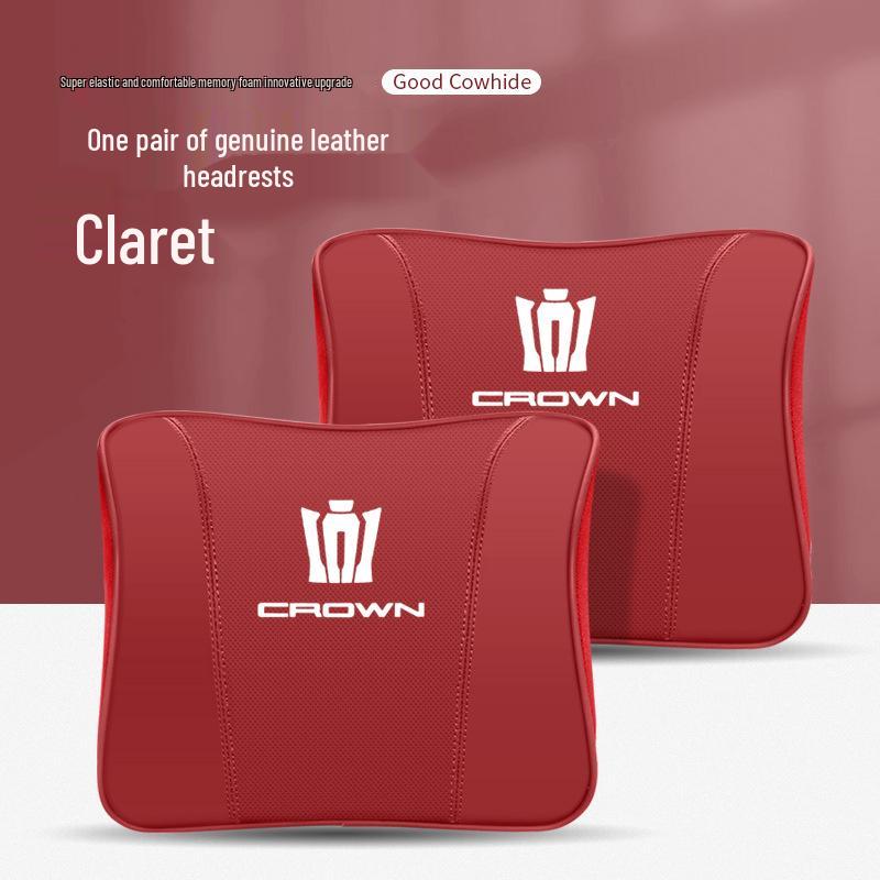 Genuine Leather Headrest & Lumbar Support for Toyota Crown Land Cruiser - Comfortable Neck Support & Decorative Accessory