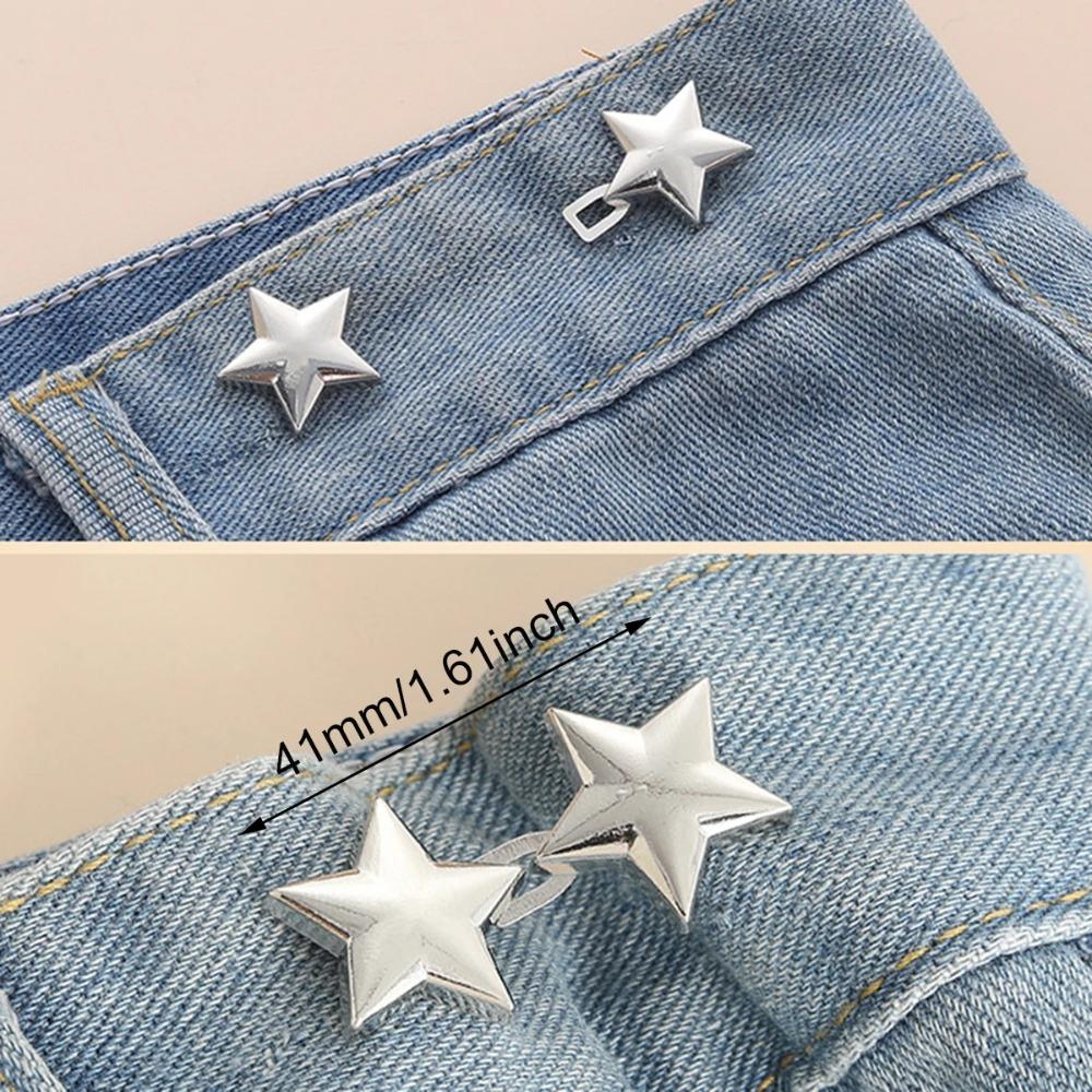 5PCS Star Shaped Adjustable Waist Clip Metal Pants Pin DIY Retractable Button  Pants