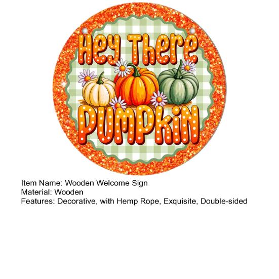 Yousheng Hello Fall Wooden Hanging Sign, Autumn Pumpkin Front Door Sign, Thanksgiving Welcome Signs for Harvest, Indoor Outdoor Home Porch Wall