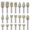 20pcs Diamond Burr Set Rotary Grinding Burrs Drill Bits Set with 1 8 Inch 3mm Shank Stone Carving Accessories Universal
