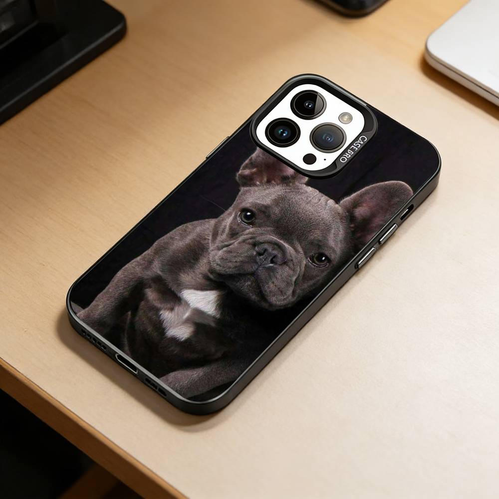 

French Bulldog Dog-DG Phone Case For iPhone 17,16,15,14,13,12,11 Plus,Pro Max,XS,Colored Silver Plated Inside Cover iPhone17
