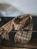 2024 Women's Korean-Style Blue & Brown Plaid Double-Sided Winter Scarf