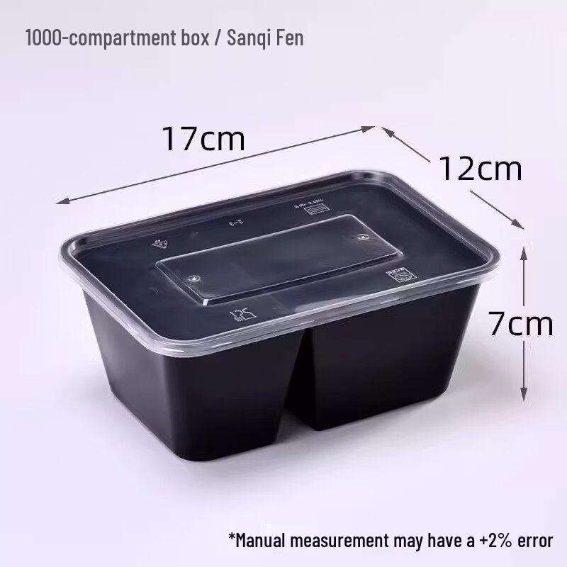 ZISIZ Disposable 2-Compartment Rectangular Lunch Box