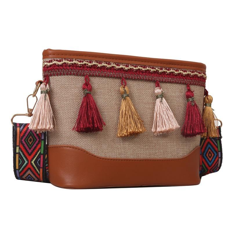 Niche Artistic Trend Single-shoulder Bag Crossbody Bag Ethnic-style Small Square Bag for Women's Underarm Commuting