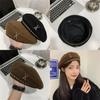 Cute Sweet Beret For Women In Chestnut Brown Or Black With Metal Chain Accent