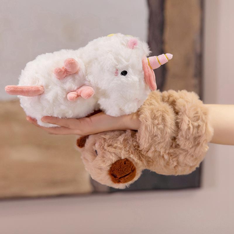 Cartoon Animal Unicorn Deer Snapping Circle Plush Toy Doll Kapibara Bracelet Children'S Doll