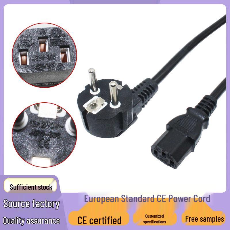 

CE Certified Plug Cord: 3-Core 0.75/1.5 Sq Pin IEC C13 Connector, European Standard