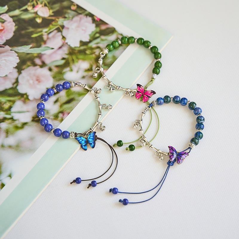 Bracelet Summer Women's Versatile Jewelry Butterfly Fresh Student Girlfriend Mori Antique Ceramic Bracelet