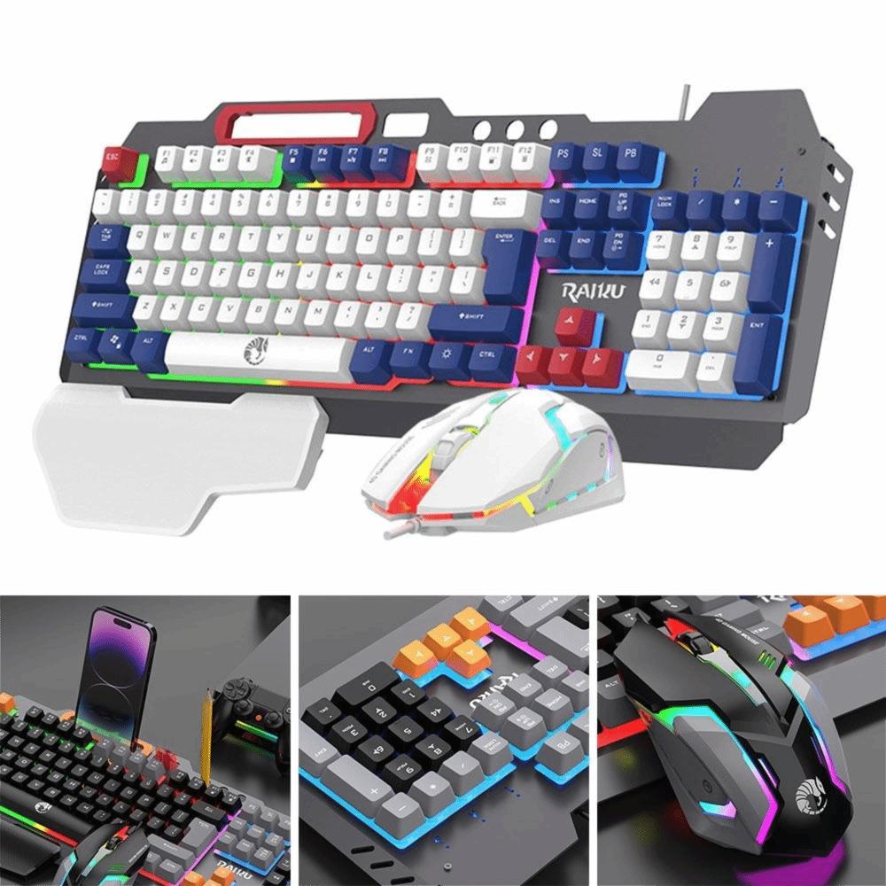 104 Keys Keyboard Mouse Set Backlight Wired Keyboard New RAIKU T16 Keyboard  Game