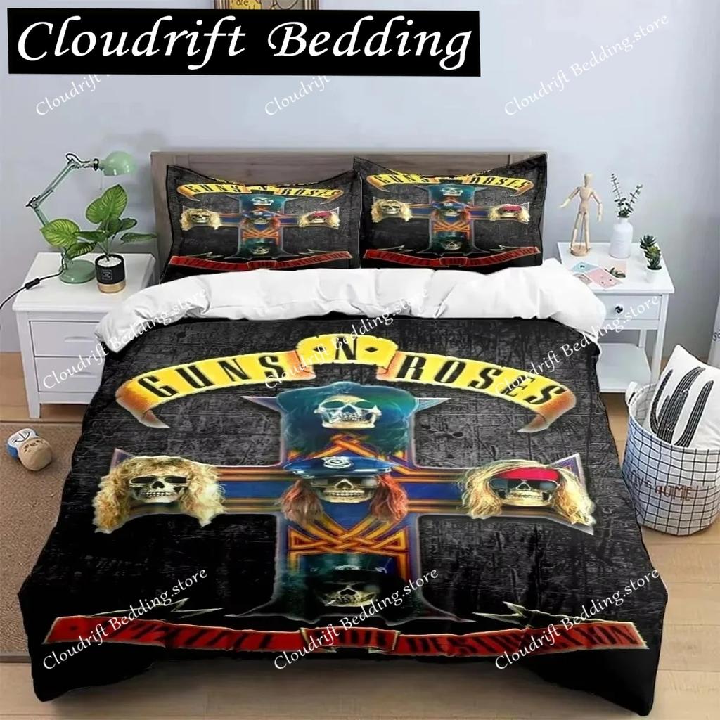 Guns N'roses Band Retro Bedding Sets Exquisite Bed Supplies Set Bed Comforter Luxury Birthday Gift Duvet Cover Set