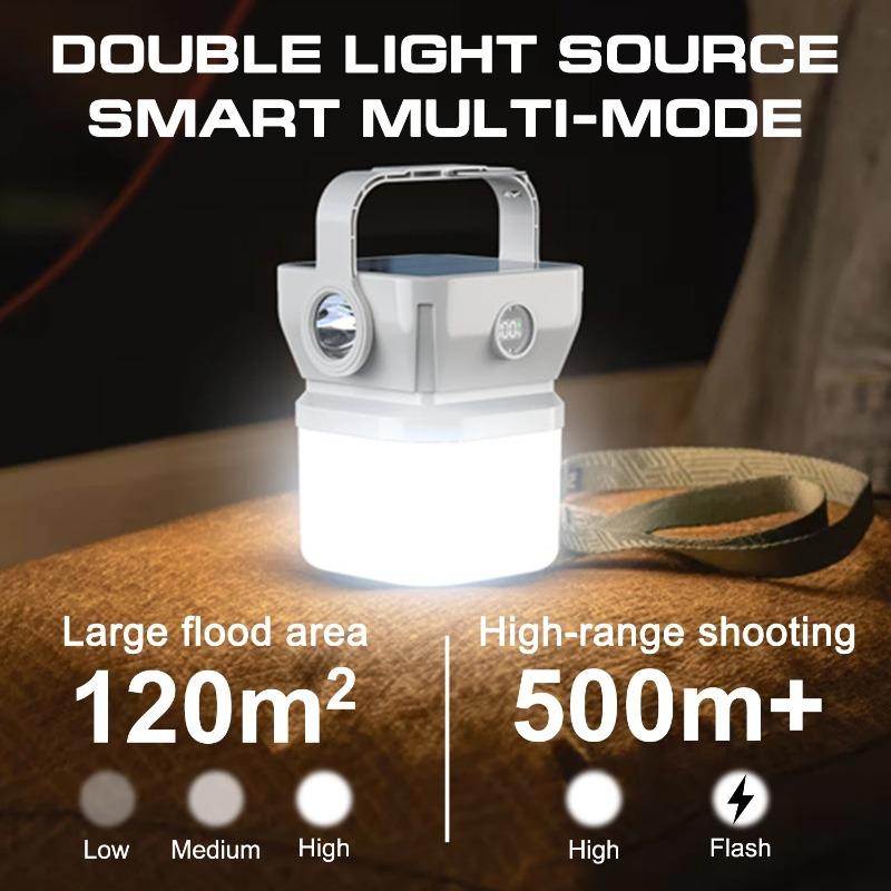 Solar Camping Lamp Portable Outdoor Tent Light Night Emergency Lights Type-C Rechargeable Lantern with Hook Tent Lamp Campinglight