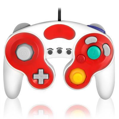 Switch Compatible GameCube Controller WiiU Wii GameCube Vibration [K&SGAMER] (GC Compatible) (Red & White)