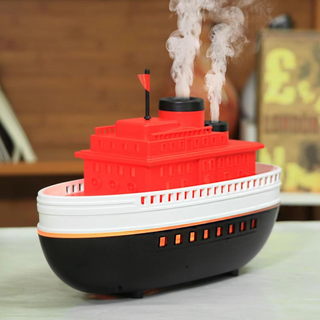 5V USB Ship Model LED Night Light Aroma Diffuser Smoke Aromatherapy Spray Cruise Ship Humidifier Ferry 7-Colors Decoration Light