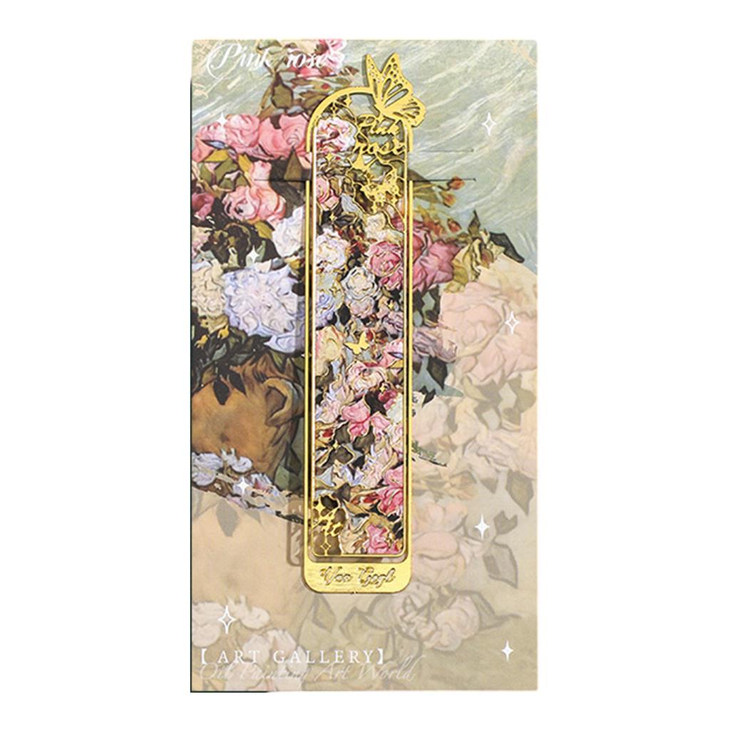 Vintage Art Bookmarks Oil Painting Themed Bookmarks Hollow Out Metal Bookmarks Book Page Divider for Book Lover Teacher