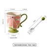 Retro Embossed Ceramic Coffee Mug with Spoon