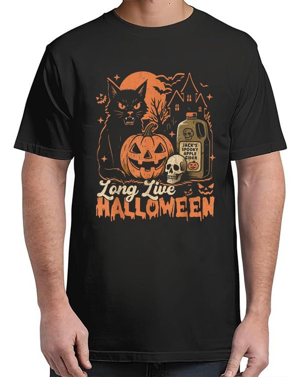 Funny  Pumpkin  Halloween  Black  Cat Unisex T-Shirt XL