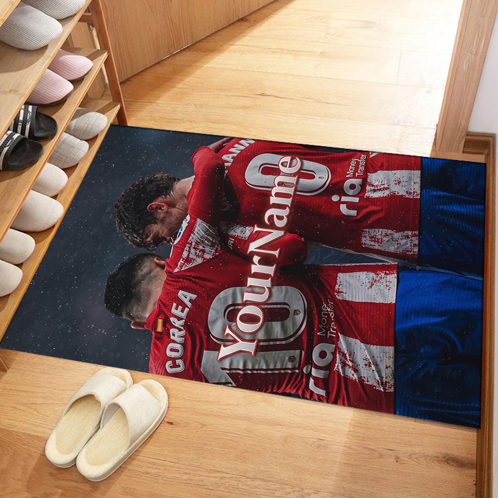 Atletico Madrid Customized Name Carpet Perfect for Foyer Game Room Balcony Dormitory Antislip Carpet Anime Office Decor Gift for Festivals