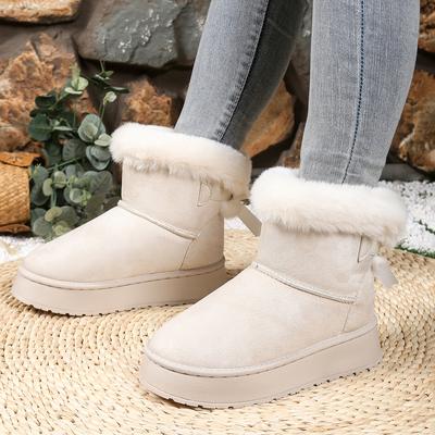 Stivali da neve da donna 2025 Inverno Nuovi Scarpe con plateau in peluche Stivali caldi da esterno Scarpe da donna comode retrò tinta unita