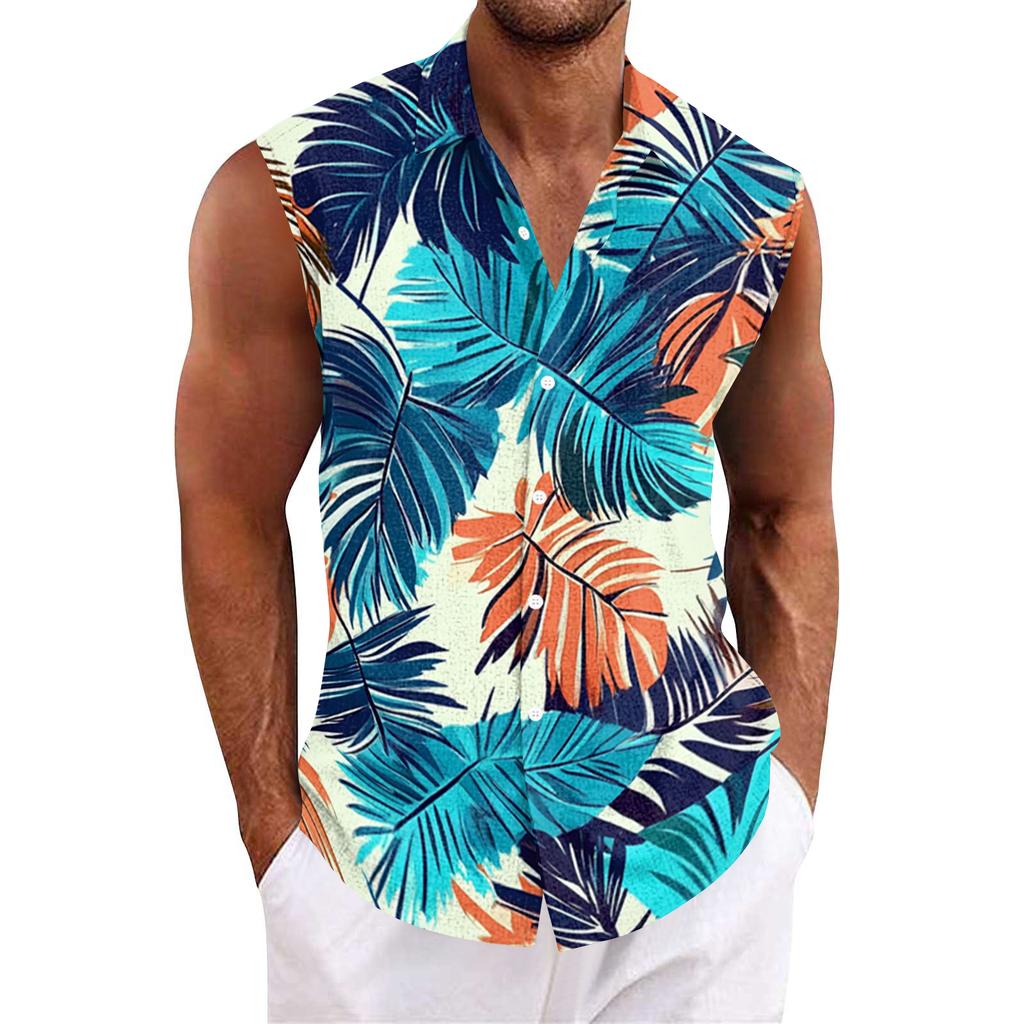 Men's Hawaiian Lapel Button-down Shirt T-shirt Top