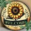 Metal Wall Art Sunflower Welcome Sign Rustic Aluminum Plaque Home Outdoor Decor