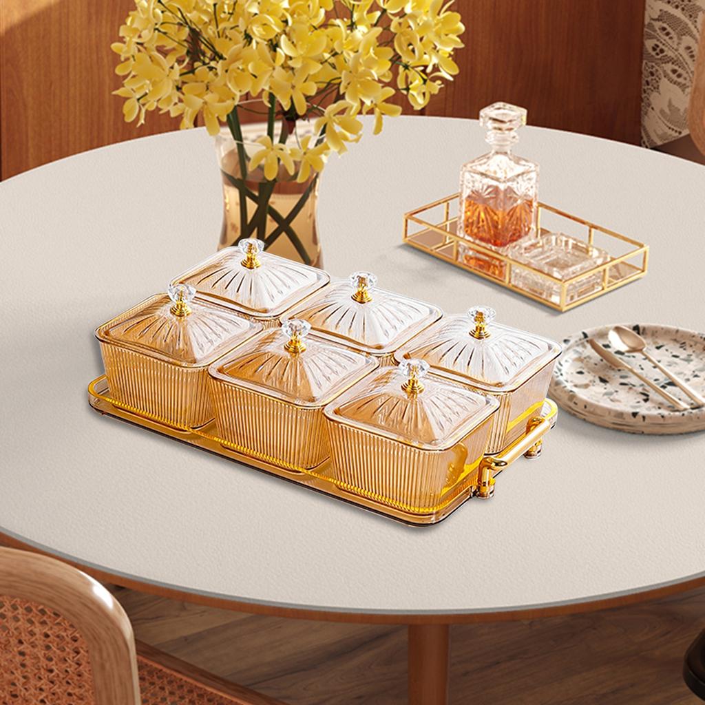 Divided Serving Dishes Portable with Lid Modern Multifunctional Dried Fruit Plate for Chocolate Dessert Nuts Cookies Home