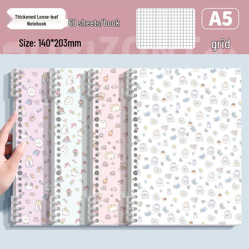 A5 Cream Puff Loose-Leaf English Notebook—Detachable, Thickened, Four-Line/Three-Grid for Junior & Senior High Students