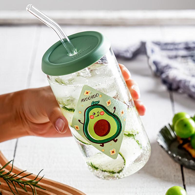 OLOEY Cartoon High Borosilicate Glass Straw Cup