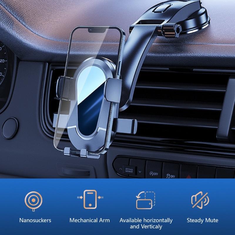 Phone Stand Car Phone Holder Suction Cup/Clip Type Air Vent Dashboard Mount Holder for 4-6.7in Phone Automotive Cradles