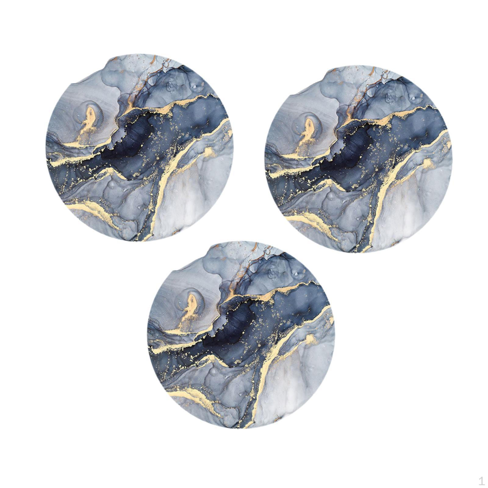 

3 Absorbent Drink Coasters, Marble Texture Non-Slip Coasters for Tea Room. Style A
