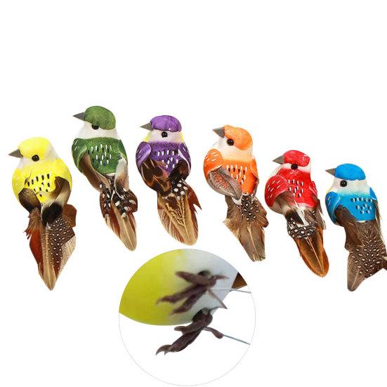 

6шт реалистичные искусственные пенопластовые животные птицы клип когти сад дерево парк орнамент 6Pcs Bird With Claws