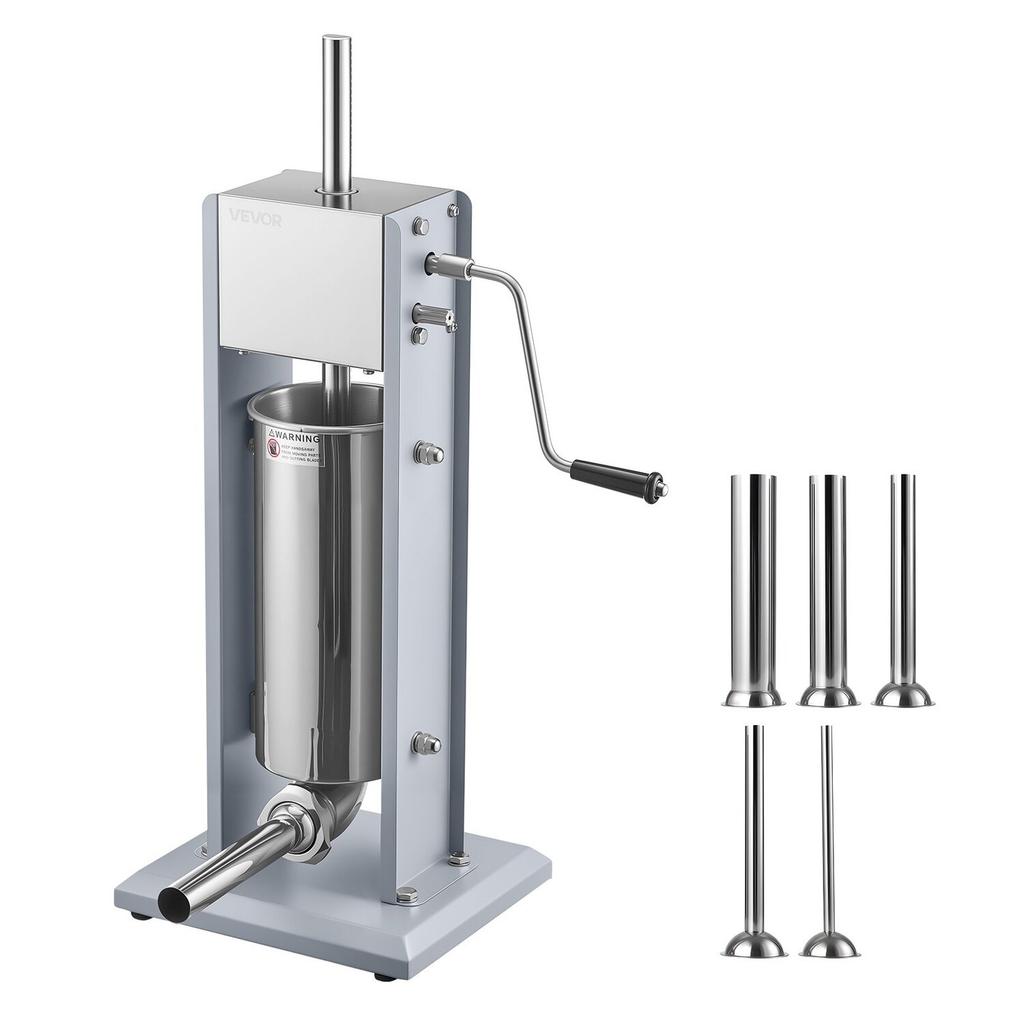 Manual Sausage Stuffer, 11 LBS / 5 L Vertical Meat Stuffer, Heavy Duty Sausage Casing Meat Stuffing Machine, Dual-Speed Stainless Steel Filler with 5