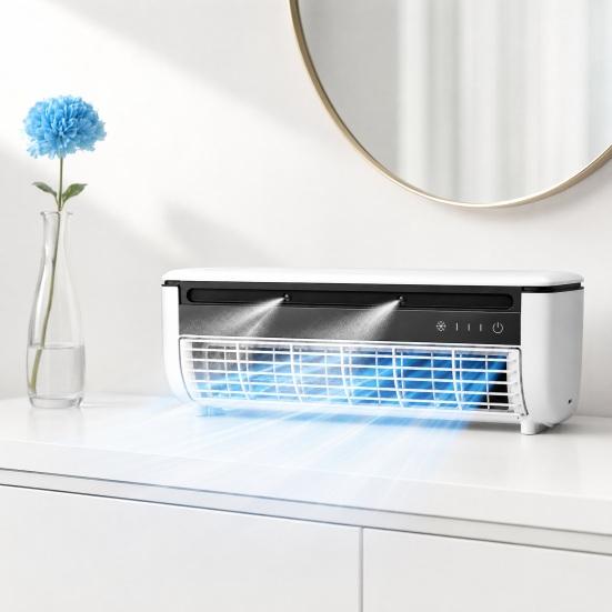 jijijing Portable Mini Split Air Conditioner Fan, Adjustable Speeds Energy Saving Misting Cooling Quiet Wall Mount Desk Fan for Home Office