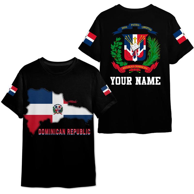 Dominikanische Republik 3D-gedruckte T-Shirts für Männer Frauen Lässig Straße Kurzarm Tops Atmungsaktiv Bequem Outdoor-Sport Tees