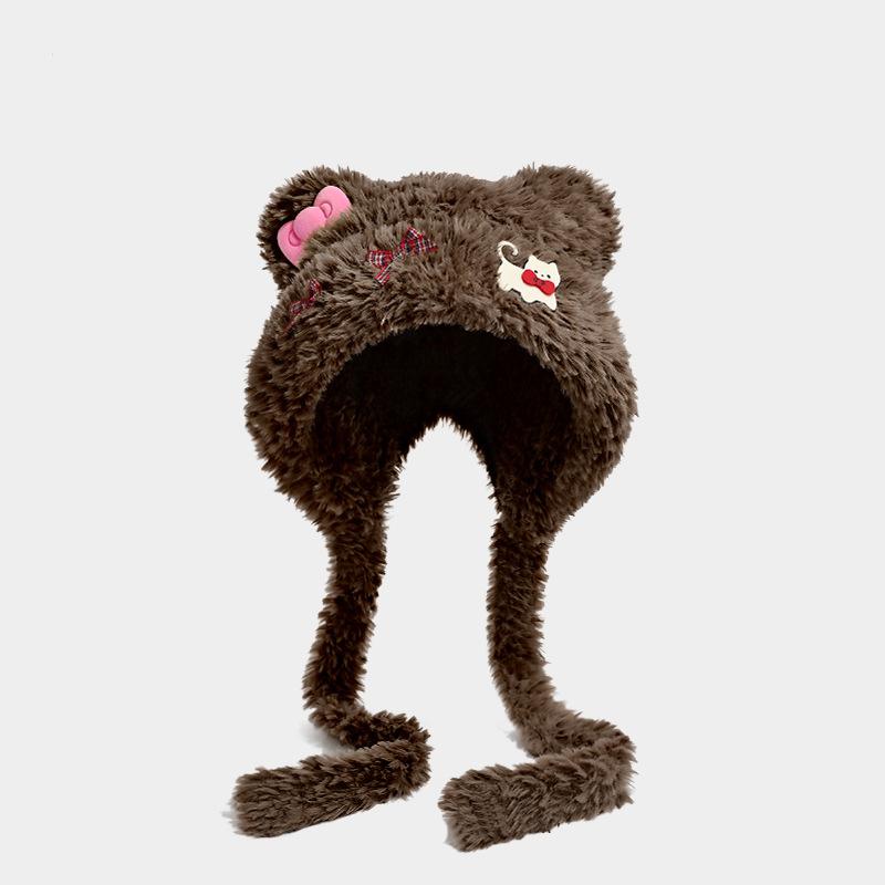 

JYL TS DIY Faux Rabbit Fur Hat Cute Bear Ear Winter Hat Faux Fur brown левиний