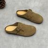 Baotou Round-toe Flat-soled Soft Leather Half-trousers Women's Shoes