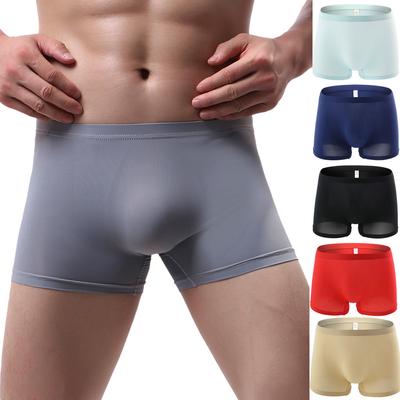 Men's Sexy Underpants  Color Breathable Patchwork Ice-silk Underwear