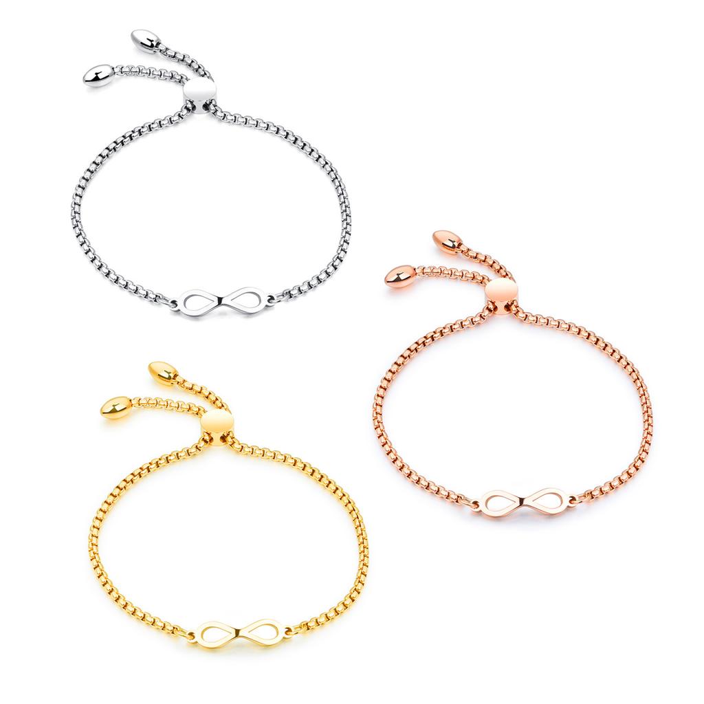 Fashion Lucky Infinity Bracelet Adjustable Women Bracelet Jewelry  Stainless Steel Chain Bowknot Bracelets