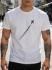 Unisex Red Tee Minimal Airplane Contrail Graphic Print Short Sleeve Loose Casual Street Basic Top For Adult Male Daily Wear Outfit