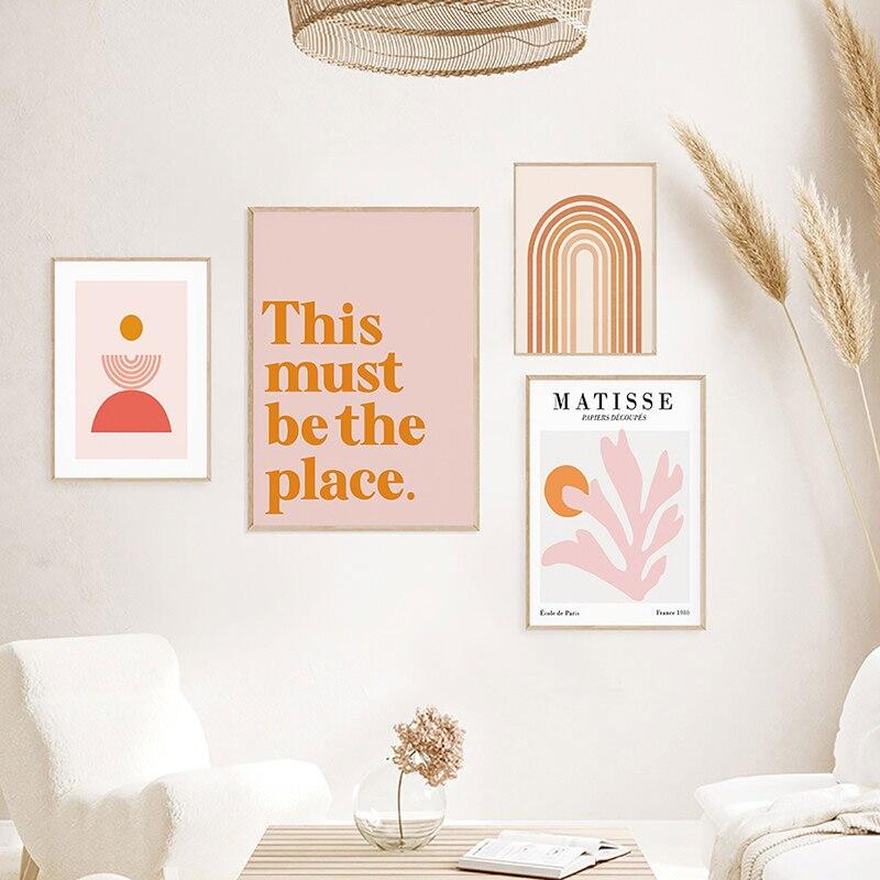 Abstrak Pink Matisse Picasso Posters Lines Rainbow Arch Canvas Painting Nordic Interior Wall Art Decorative Picture Home Decor